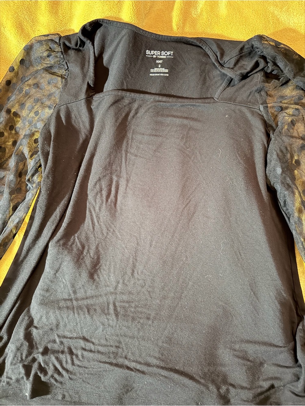 torrid Black Puff Sleeve Polka Dot Sheer Top